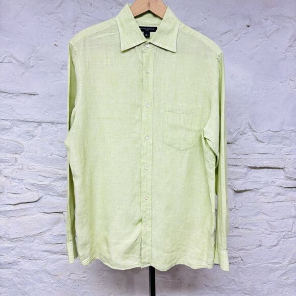 Banana Republic Shirt Mens Small Linen Long Sleeve Button Up Summer Lime Green - Picture 1 of 7